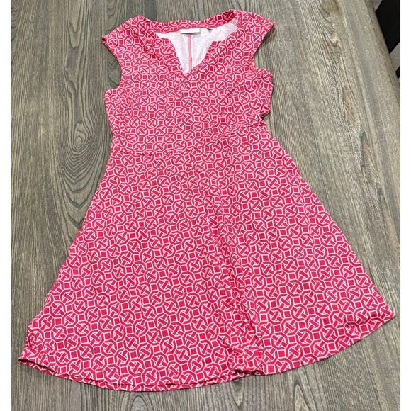 New York & Company Dresses & Skirts - New York & Company Womens Fit Flare Dress Sleeveless Geometric Print Red Size M